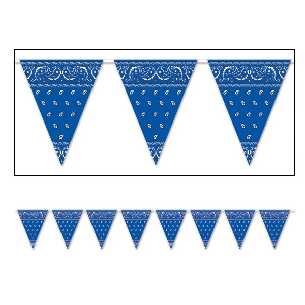 Party-Extra Wimpelkette Texas Blue Bandana - Wild West Deko