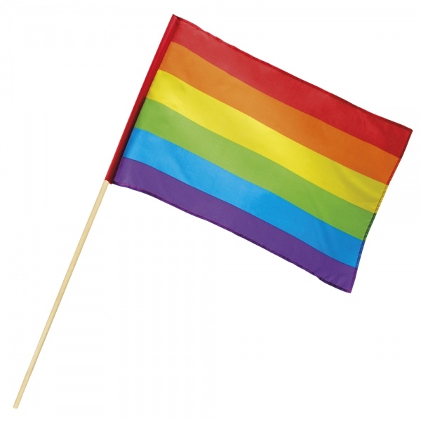 Regenbogenflagge am Holzstab, 30 x 45 cm
