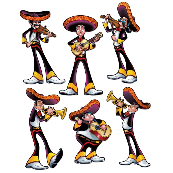 Party-Extra Cutout Set Mexikanische Mariachi Band - Mexiko Deko