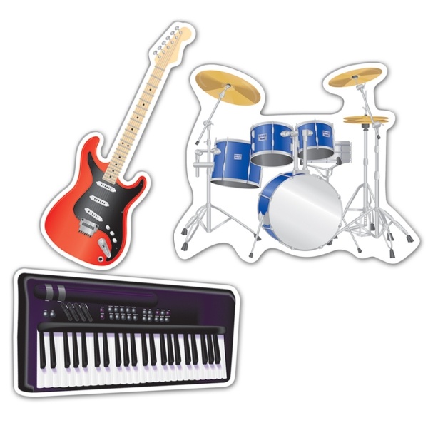 Party-Extra Cutout Set Rockstar Instrumente - Musik Deko