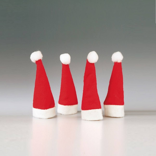 4er Set Mini-Weihnachtsmannmützen, 10cm groß