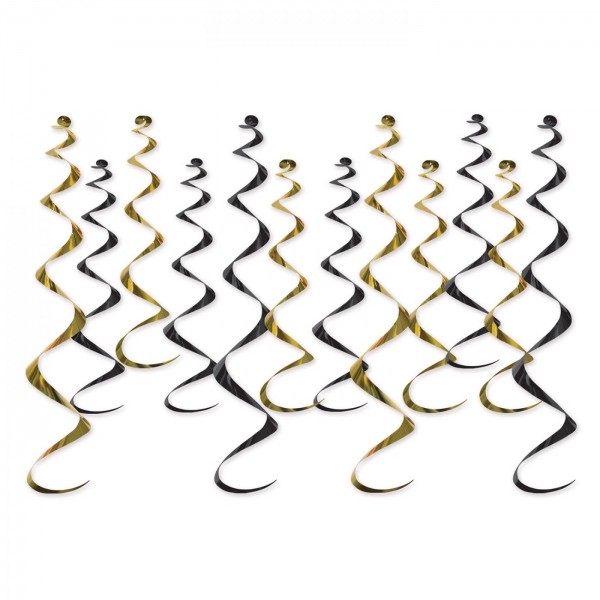 Maxipack Spiralhänger schwarz-gold - Glamour Deko