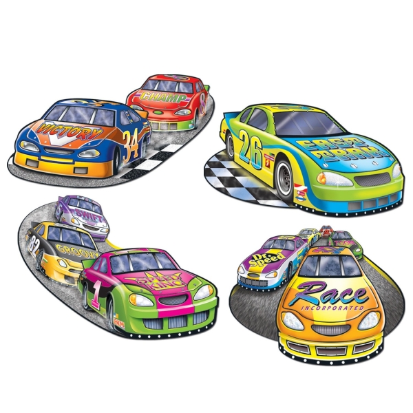 Cut-out-Set Rennwagen, 4er Pack je 46cm groß