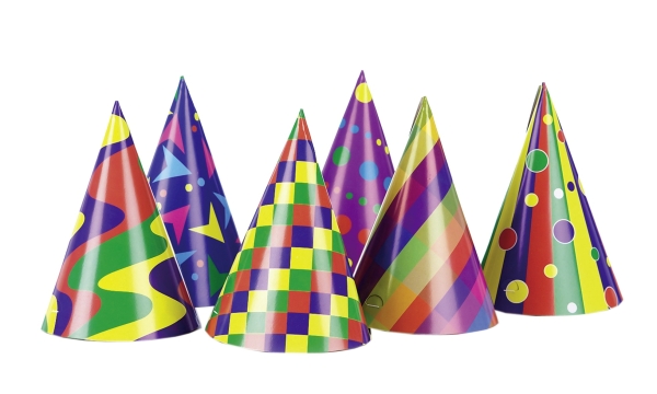 Party-Extra Bunte Party-Hüte, 6er Pack