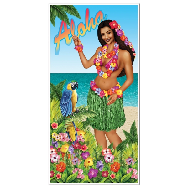 Tür-Dekofolie Aloha Beachgirl - Hawaii Strandparty Deko