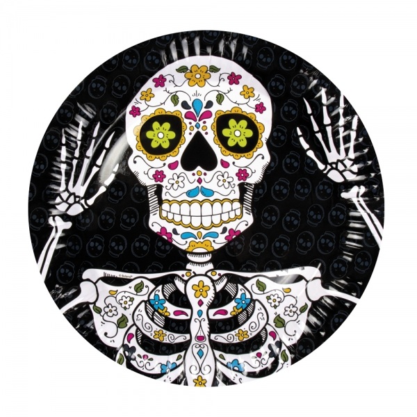 Pappteller Sugar Skull Mexikoparty - Dia de los Muertos Deko