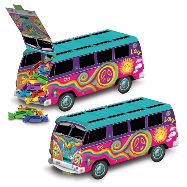 Tischdeko Hippie Bus - 70er Jahre Flower Power Deko