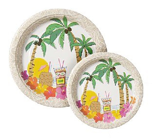 Pappteller Hawaiiparty, 20er Pack - Beachparty Deko