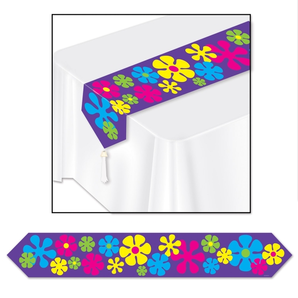 Papp-Tischläufer Flower Power - Hippie Deko