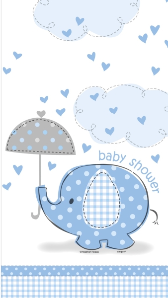 Party-Extra Plastik-Tischdecke Babyfant, hellblau - Babyparty Deko