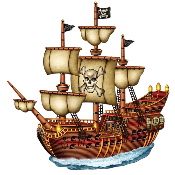 Cutout Piratenschiff, 79 cm - Piratendeko