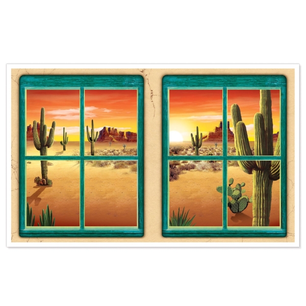 Dekofolie Wüstenfenster - Mexikoparty Deko