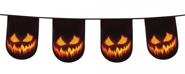 Flaggenkette Spooky Pumpkin - Halloween Kuerbis Deko