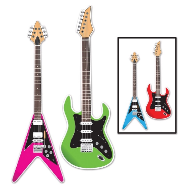 Party-Extra Cutout Set E-Gitarra, 2-teilig - Rockstar Deko