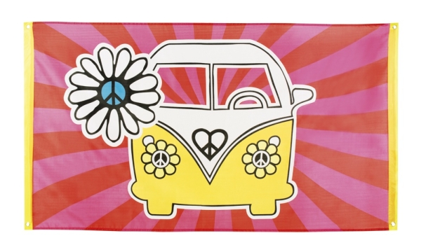Dekofahne Hippie Republik - Flower Power 70er Jahre Deko