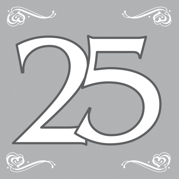 Servietten 25. Hochzeitstag, 20er Pack 33x33 cm groß.