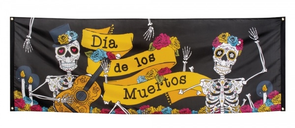 Riesen Stoff-Banner Dia de los Muertos, 74x220cm