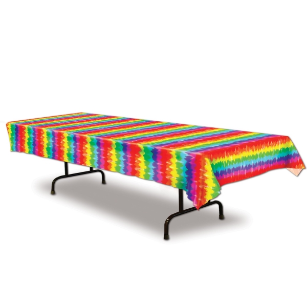 Kunststoff-Tischdecke 70er Jahre Batik - Hippie Deko
