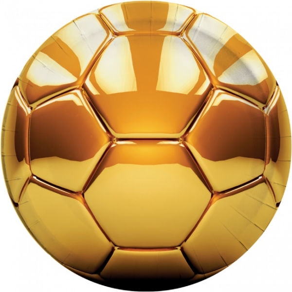 Pappteller Goldener Fussball - Fussballparty Tischdeko