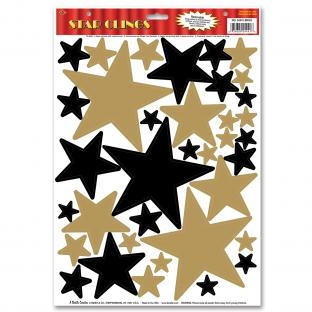 Dekofolie Goldene + Schwarze Sterne, 36er Pack