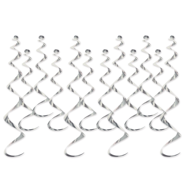 Deko-Spiralhaenger Silber, 12er Pack - Glamour Deko