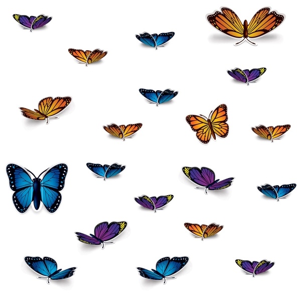 Party-Extra Cutout Set Schmetterlinge, 20er Pack