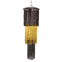 Riesen Lametta-Dekohänger Schwarz-Gold, 120 cm lang