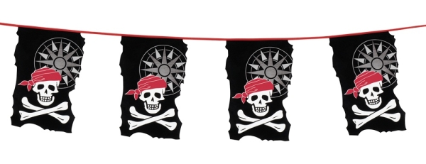 XXL-Wimpelkette Piratenbanner, 10 Meter - Piratendeko