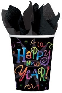 Party-Extra Pappbecher Happy New Year, 8er Pack