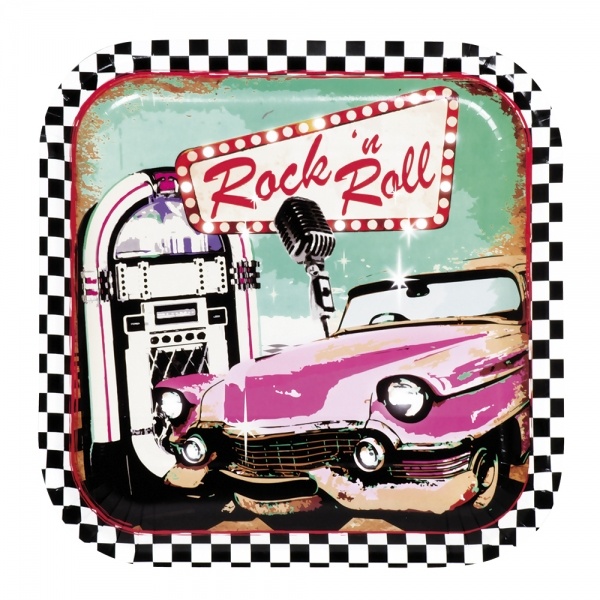 Party-Extra Pappteller Rock + Roll Party - 50er Jahre Deko
