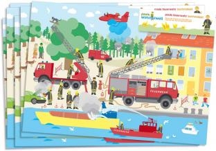 Platz-Sets Feuerwehr, 6er Pack je 38cm x 27cm groß