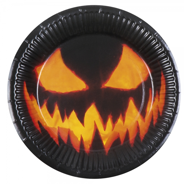 Pappteller Spooky Pumpkin - Horror Tischdeko