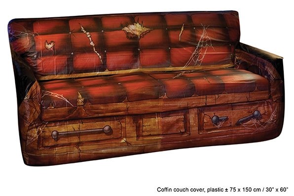Party-Extra Gruselparty Sofa-Dekofolie im Sarg-Design, coole Halloween Deko.
