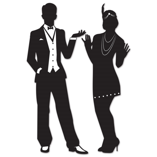 Cutout Figuren Goldene 20er Paar, 94 cm