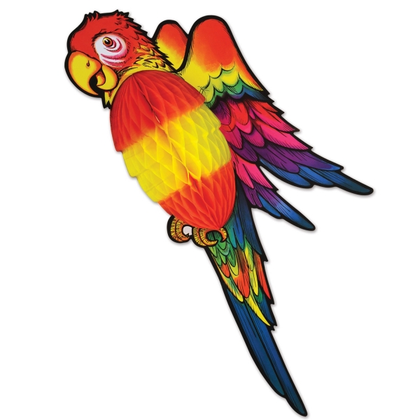 XL-Wabenpapier Deko-Papagei, 76 cm - Dschungel Deko