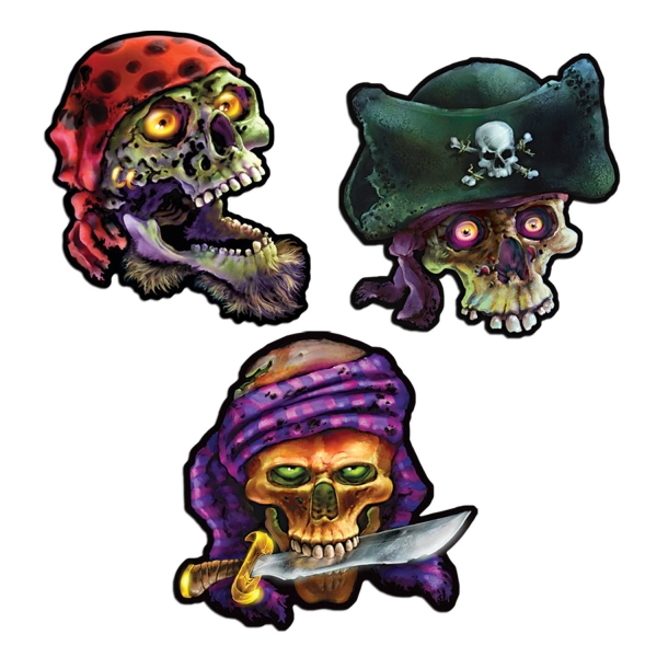 Party-Extra Cutout Set Gruselige Piraten-TZombies, 3er Pack