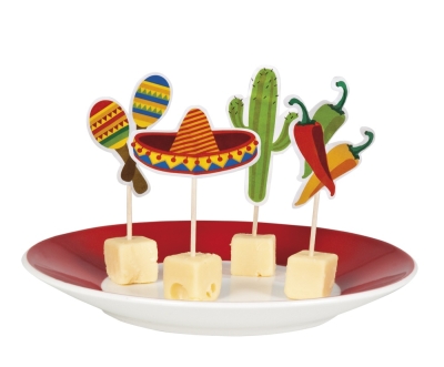 Mexikanische Party Deko Set - 24 Stück Fiesta Karneval Dekoration