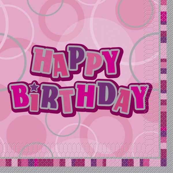 Servietten Pink Birthday, 16er Pack