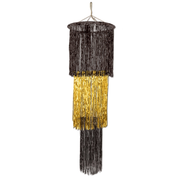 Party-Extra Riesen Lametta-Dekohänger schwarz-gold - Grandiose Deko