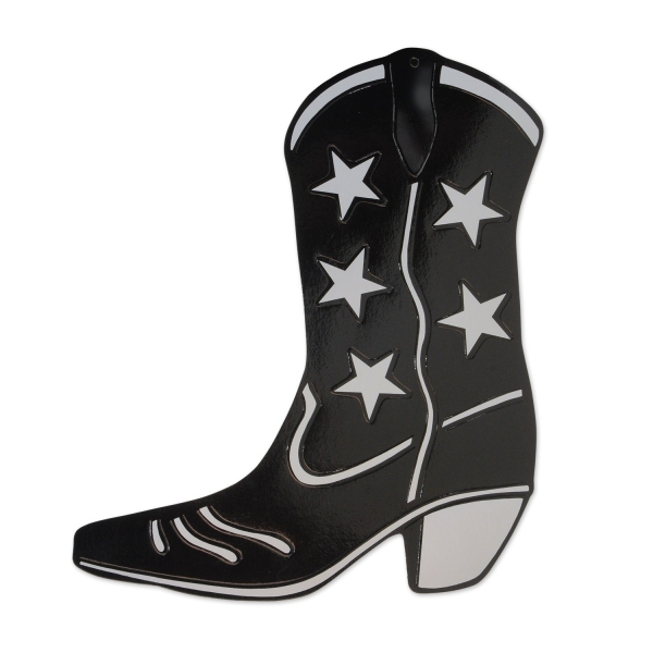 Folien Cutout Cowboystiefel schwarz-silber - Westernparty Deko