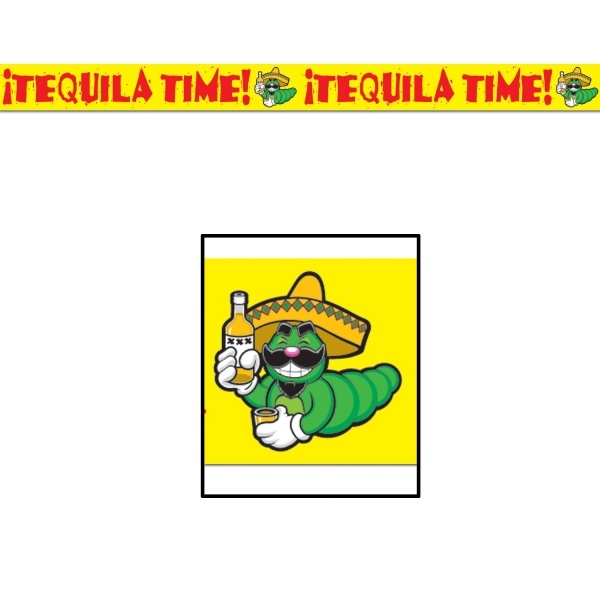 Absperrband Tequila Time! 6 m lang, 7,5 cm hoch