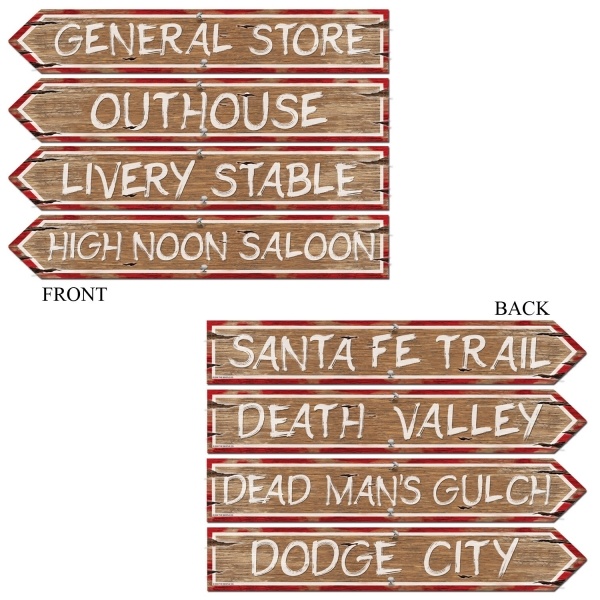 Party-Extra Cutout Strassehschilder Westernparty, 4er Pack