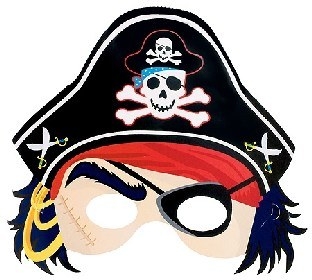 Papiermaske Piratenkapitän, 25 x 20 cm