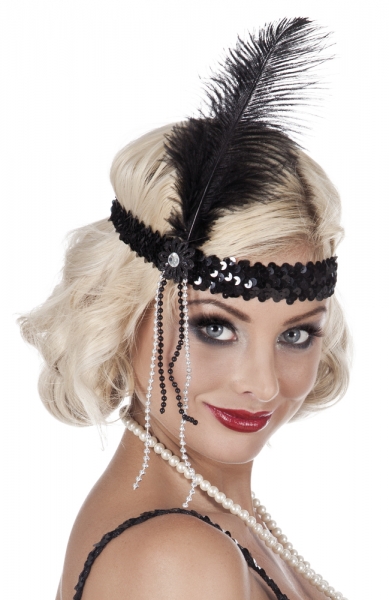 Flapper-Stirnband, schwarz - 20er Jahre Deko