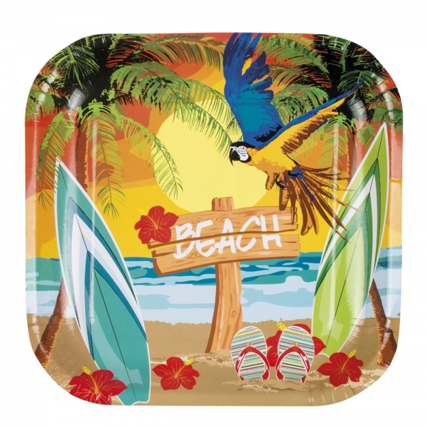 Pappteller Paradise Beach, 6er Pack