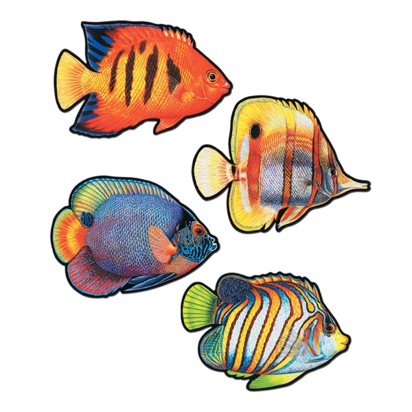Party-Extra Cutout Set Tropische Fische, 4er Pack