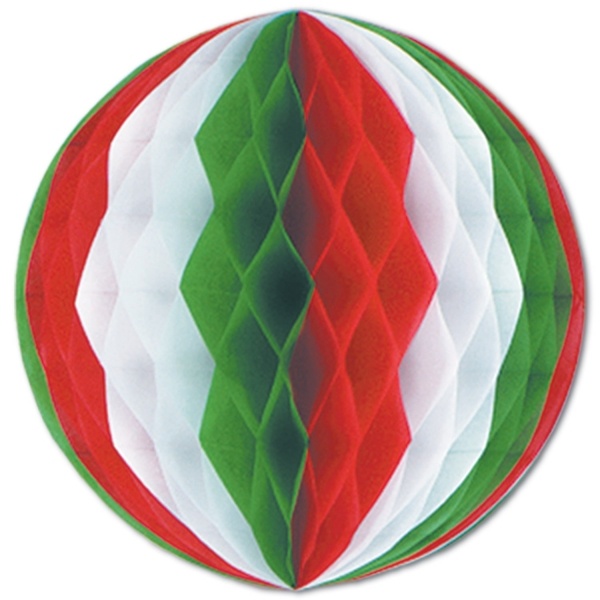 Party-Extra Wabenball rot/weiß/grün, 30 cm