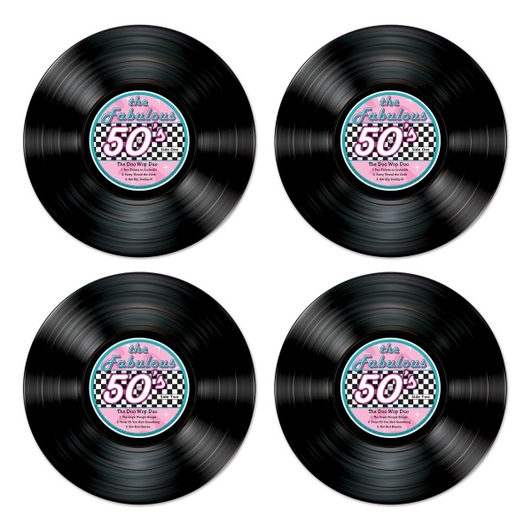Party-Extra Cutout Set Schallplatte, 4er Pack