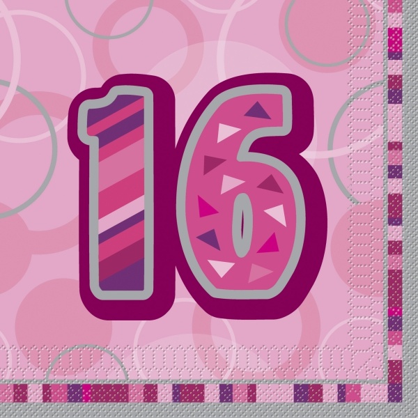 Party-Extra Servietten Pink 16, 16er Pack