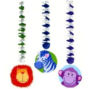 Deko-Spiralhänger Lustige Dschungeltiere, 3er Pack, je 75 cm lang
